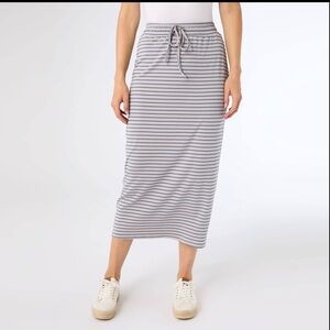 Coco + Carmen Blue and Gray Striped Maxi Skirt